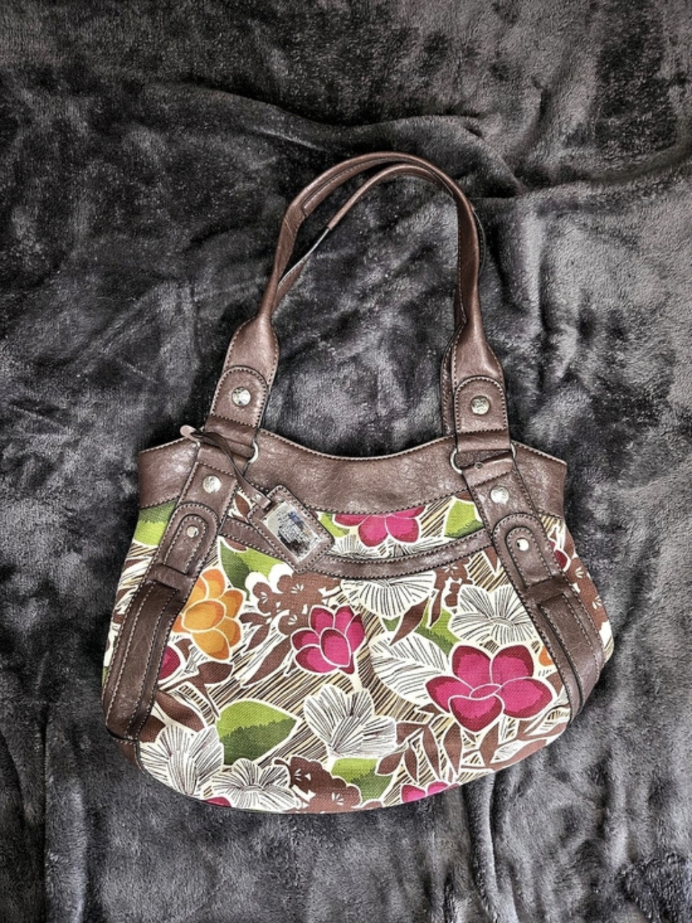 Relic Floral Shoulder Bag in Brown & Multicolor